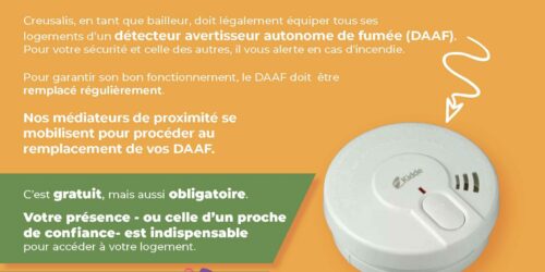 Creusalis procède au remplacement des détecteurs de fumées (DAAF) à partir du vendredi 10 janvier